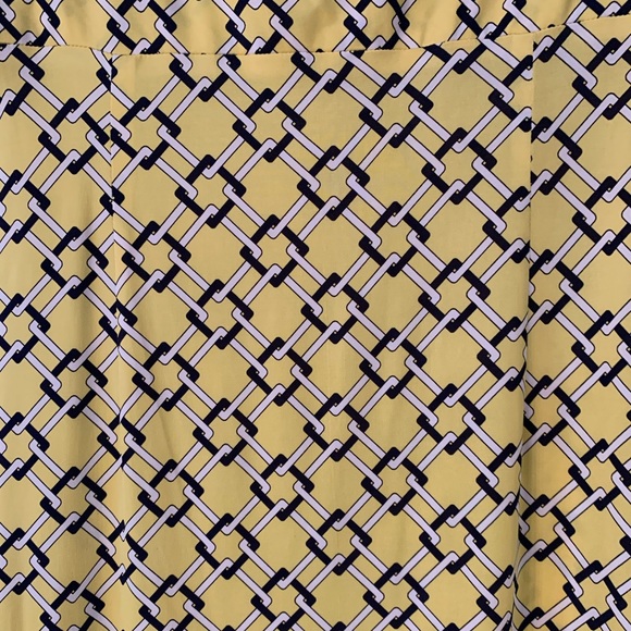 Lauren Ralph Lauren Dress Size 10 Faux Wrap Cinched Side Yellow Squares Midi - Picture 6 of 13